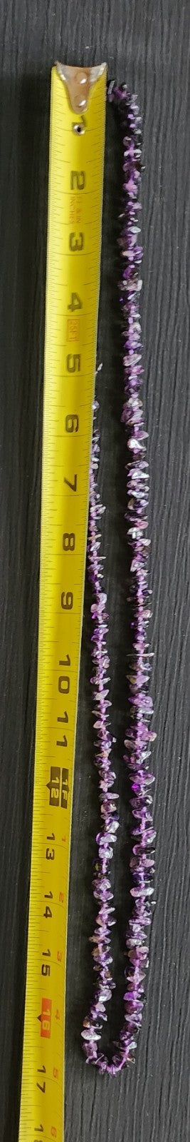 VTG Purple Natural Amethyst Necklace Handmade BOHO Single Strand 34"