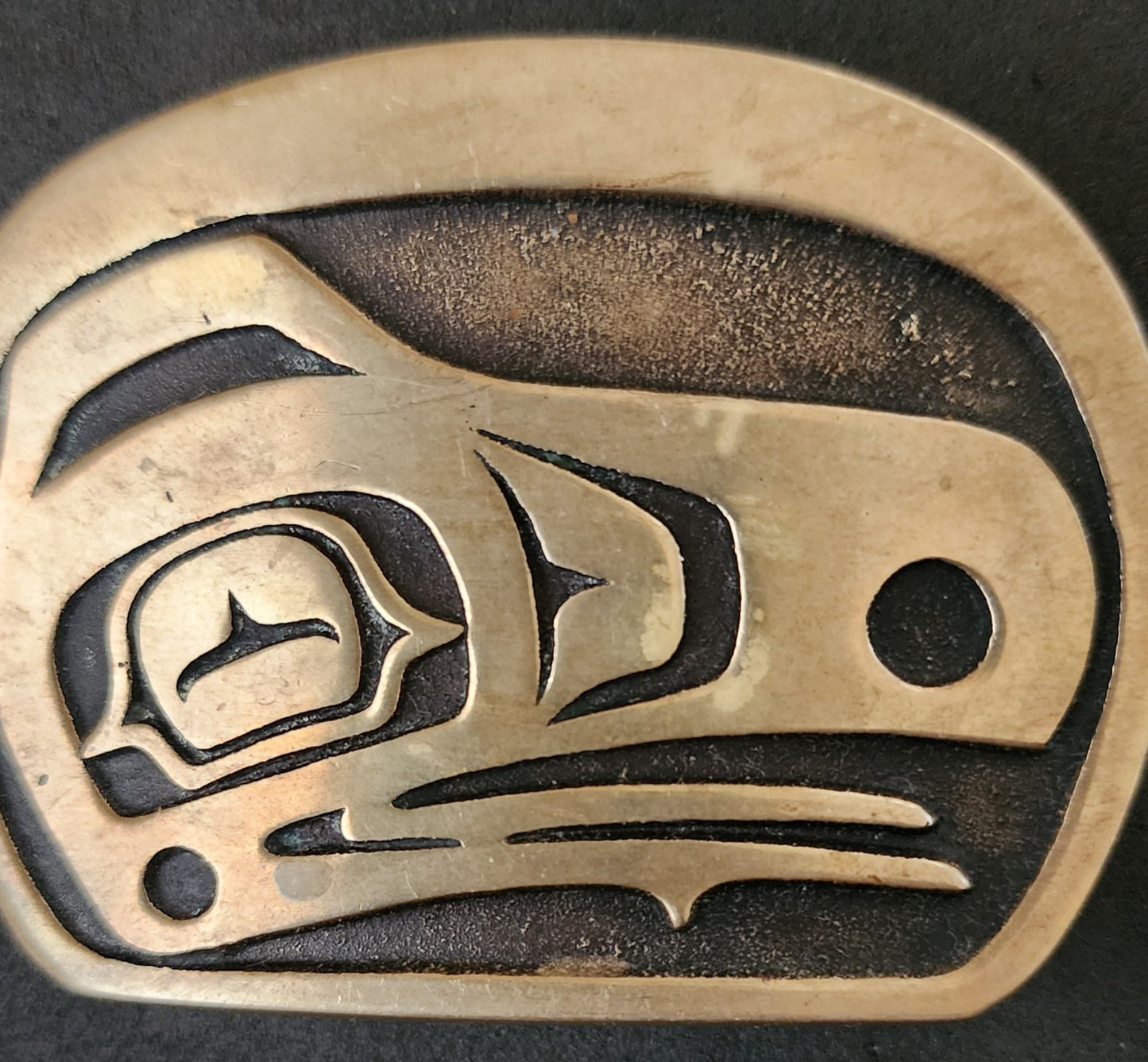 Vintage Solid Bronze Raven Tlingit Belt Buckle by Rainbow Metals