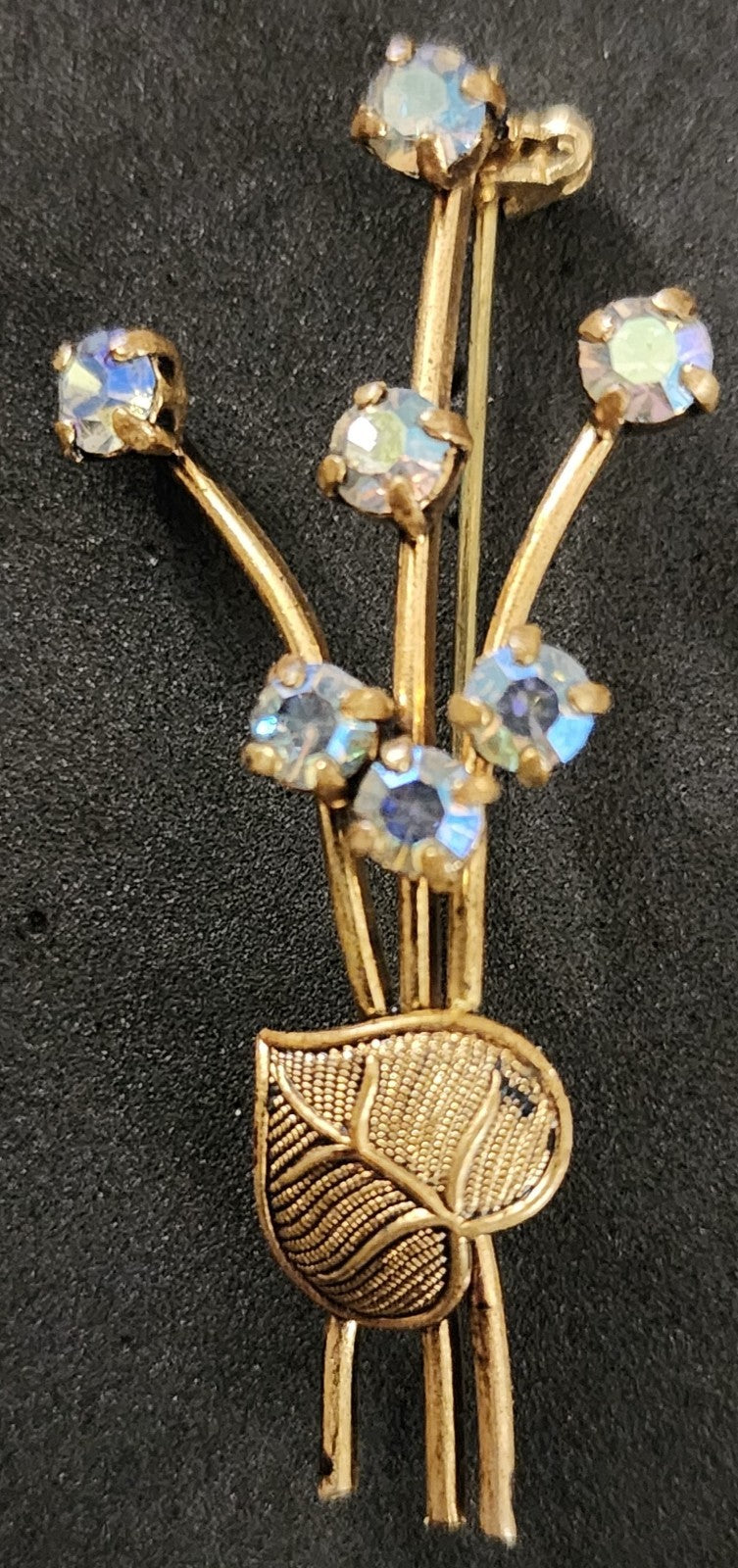 Vintage Gold Tone Aurora Borealis Crystal Germany Brooch