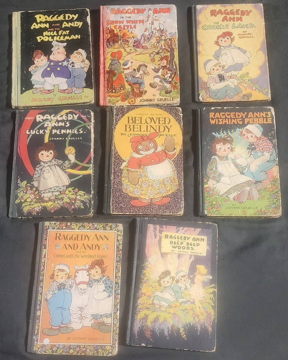 Huge 1925–1946 Johnny Gruelle Raggedy Ann 8 Book Lot Volland + Donohue 1sts