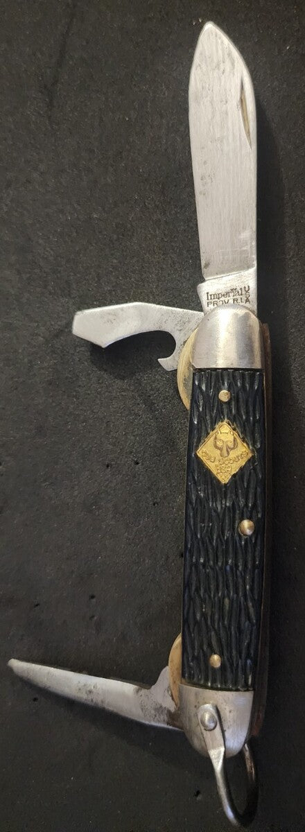 Vintage Blue Imperial Boy Scouts Cub Scouts BSA 3 Blade Folding Knife Camping