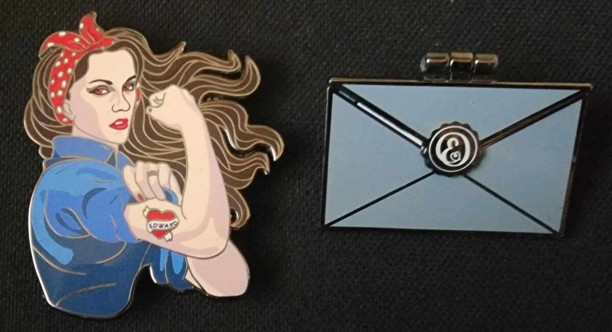 Lot of (2) Twilight Bella Strong LE 50 and Edward Hinged Envelope Fantasy Pins