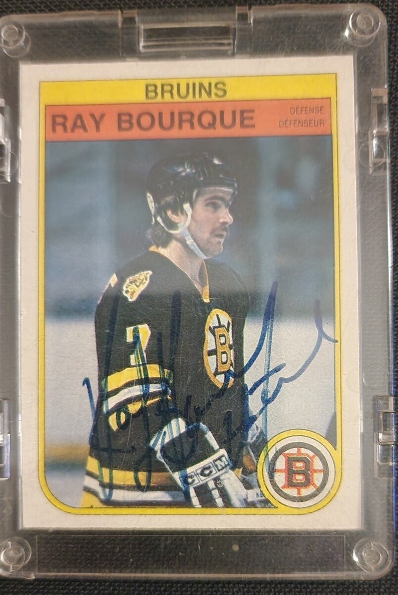1982-83 O-Pee-Chee #7 SIGNED Ray Bourque Boston Bruins
