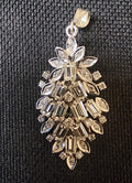 Vintage 18K White Gold 3.34 Carat Total Weight Diamond Pendant – Statement Floral Burst Design