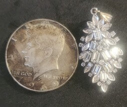 Vintage 18K White Gold 3.34 Carat Total Weight Diamond Pendant – Statement Floral Burst Design