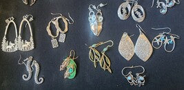 15 Pair Gold & Silver Tone Drop Dangle Earrings Jewelry Lot