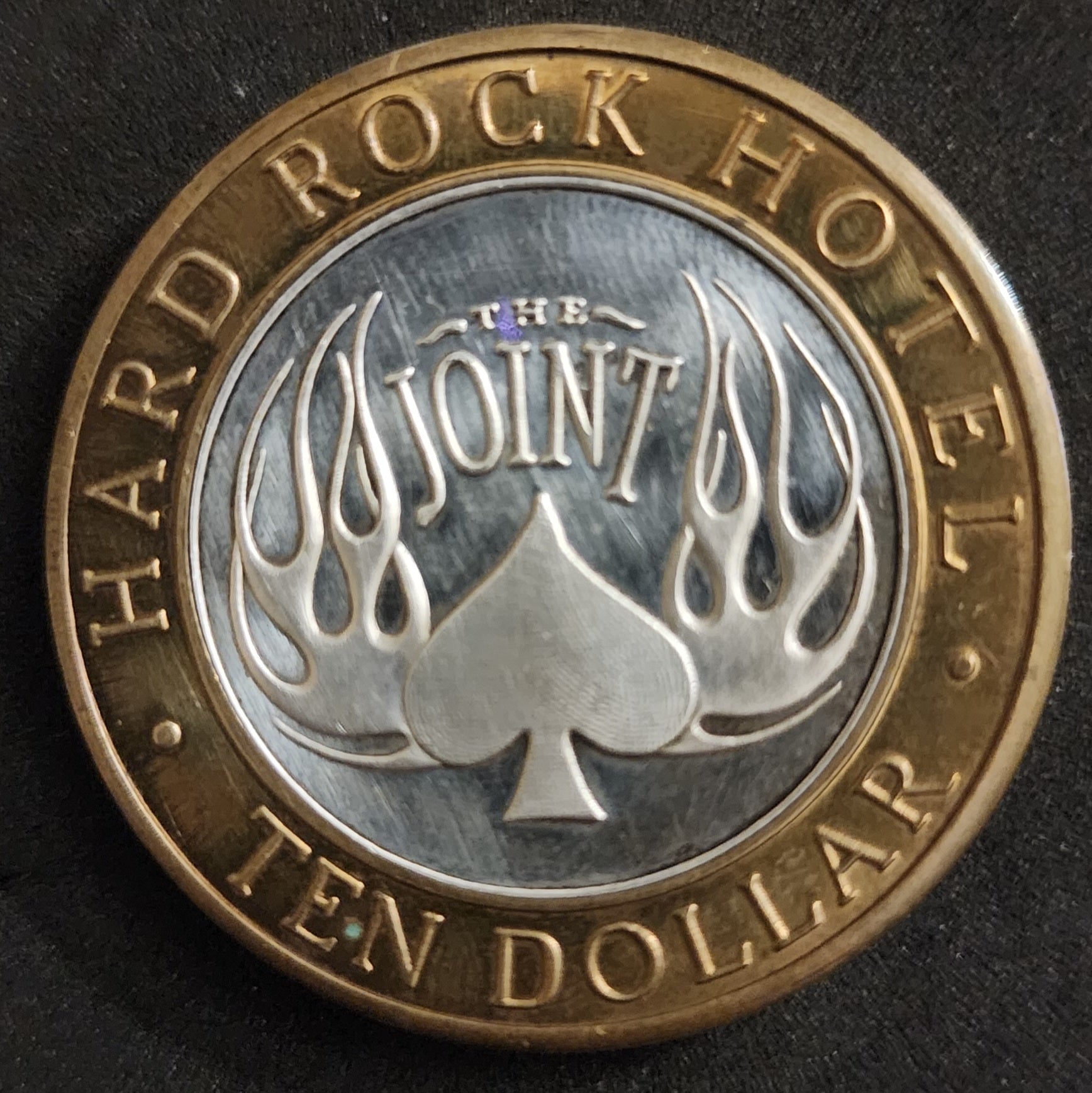 Limited Edition Hard Rock Hotel Las Vegas $10 Silver Strike Token - The Joint Flaming Spade .999 Silver Center