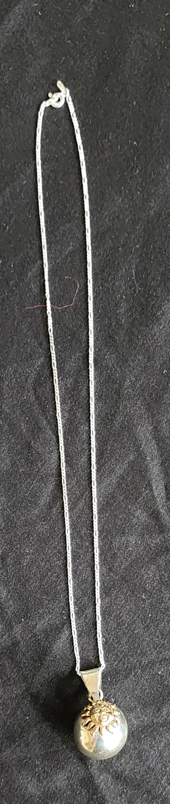 Vintage Helen Andrews HAN 925 Sterling Silver Sun Harmony Ball Chime Necklace