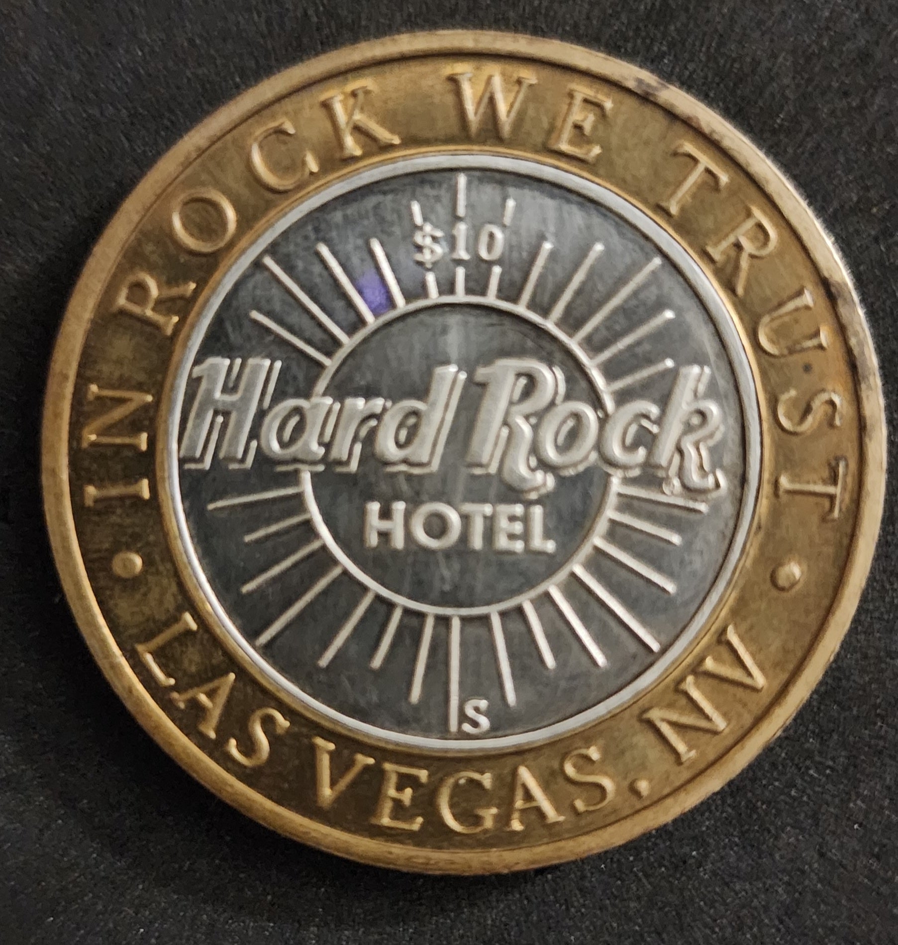 Limited Edition Hard Rock Hotel Las Vegas $10 Silver Strike Token - The Joint Flaming Spade .999 Silver Center