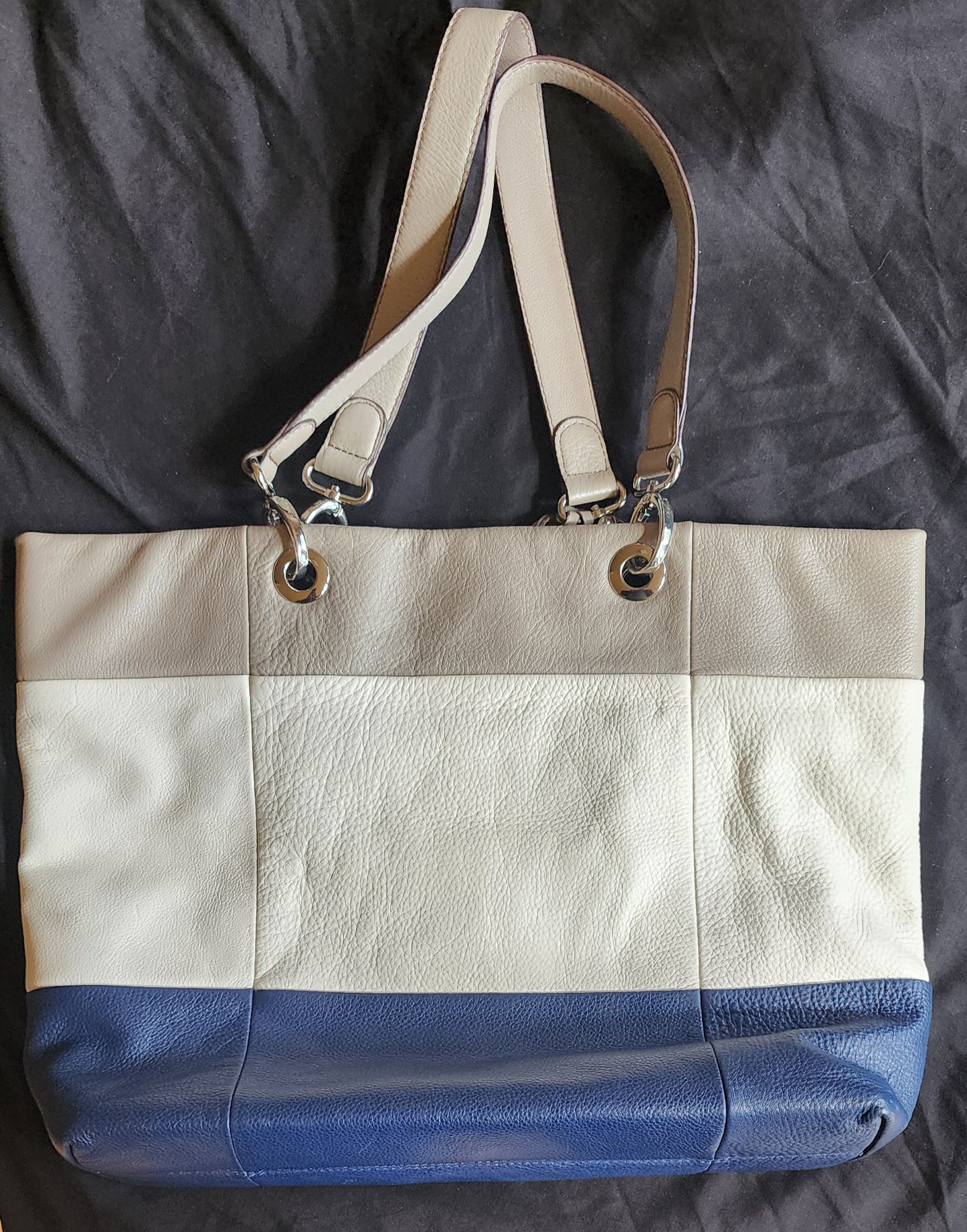 BRIGHTON Color Block Stripes Leather Extra Large Shoulder Tote Bag