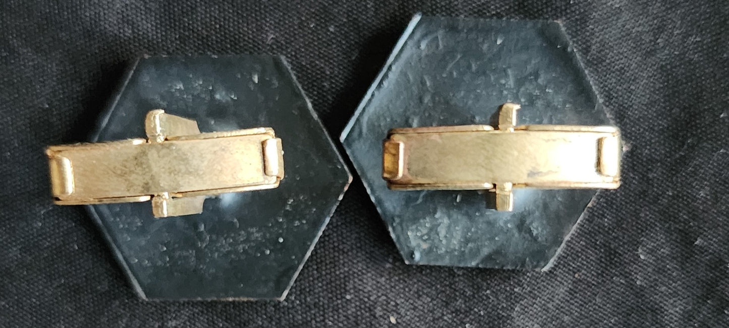 Abstract Art Copper Sunburst Star Vintage Enamel Cufflinks