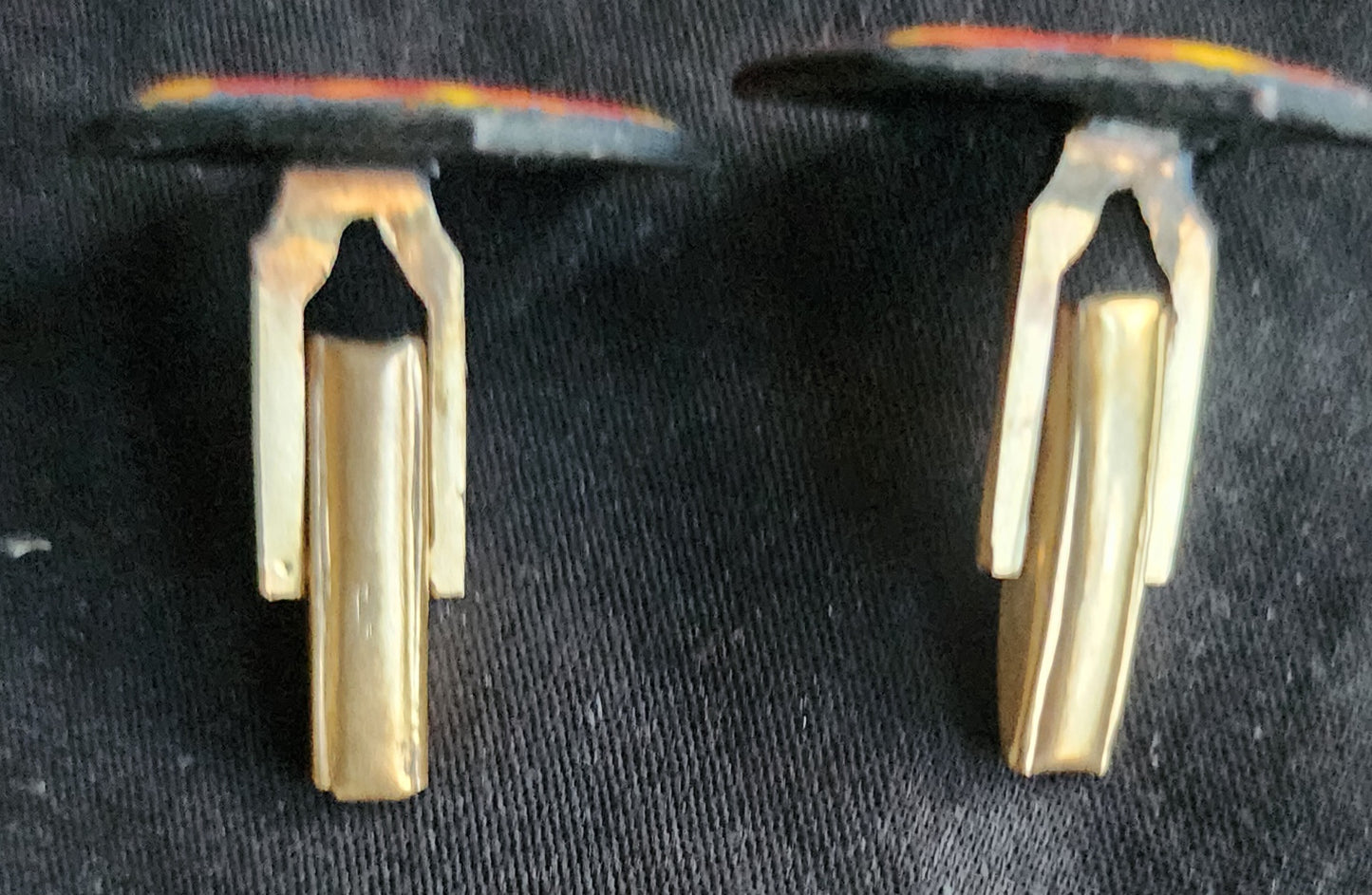 Abstract Art Copper Sunburst Star Vintage Enamel Cufflinks