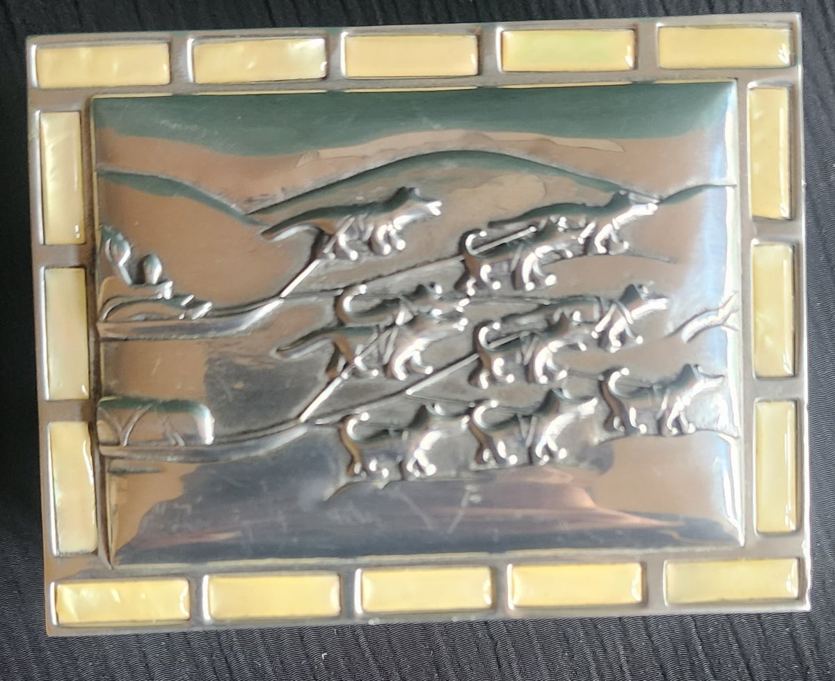 Glen Rabena Northwest Coast Dogsled Chest w/ Abalone Inlays - NOS 3.5x2.75"x1.5"