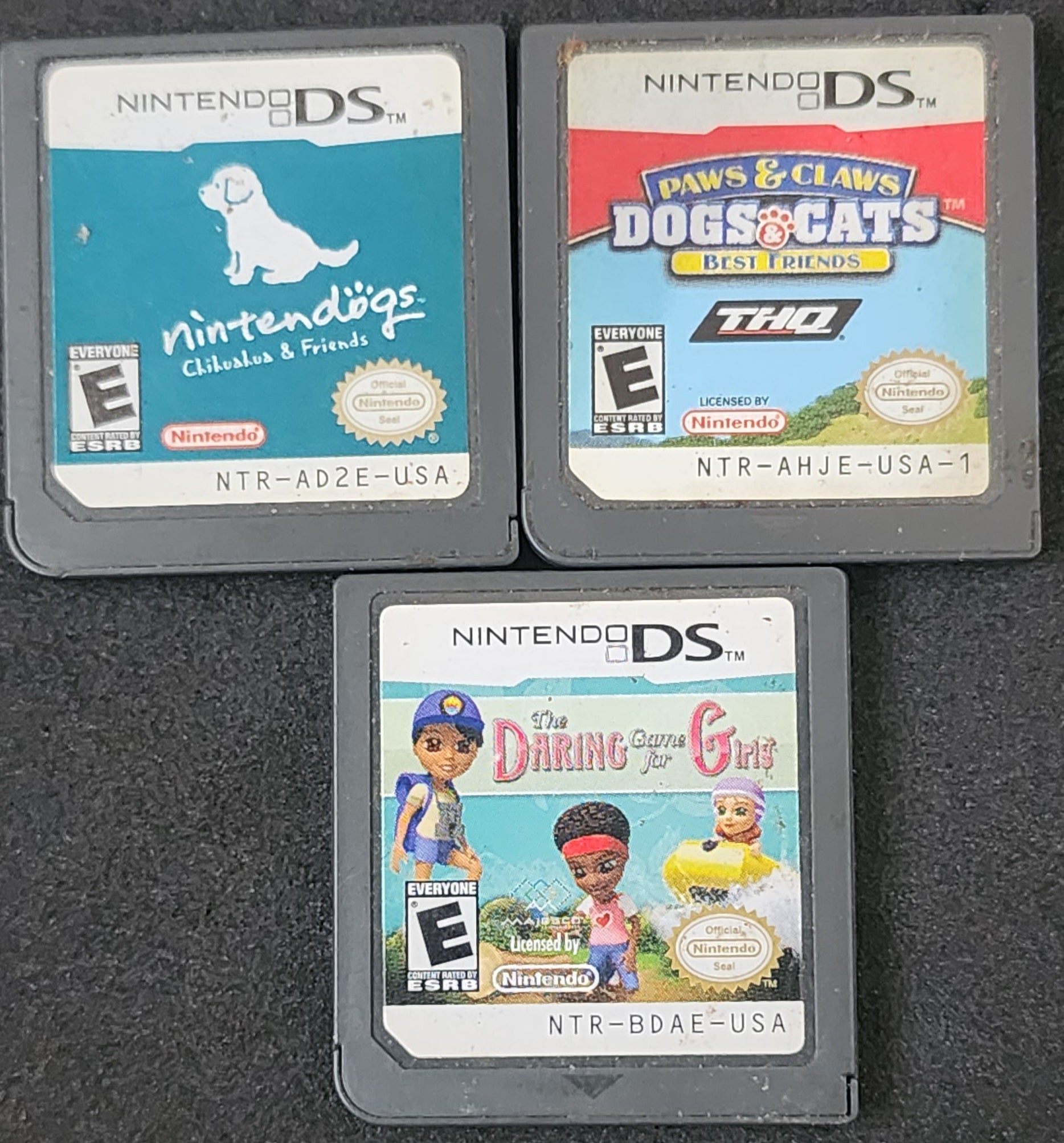 Lot of (3) Nintendo DS Games - Paws & Claws, Nintendogs, Daring Game of Girls