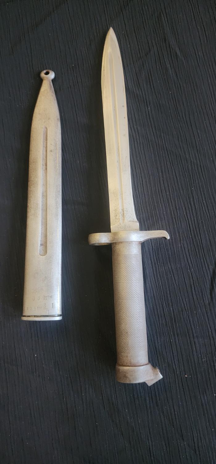 Authentic Vintage Swedish M/1896 Bayonet & Scabbard - EJ AB Marked, Mauser Rifle Compatible