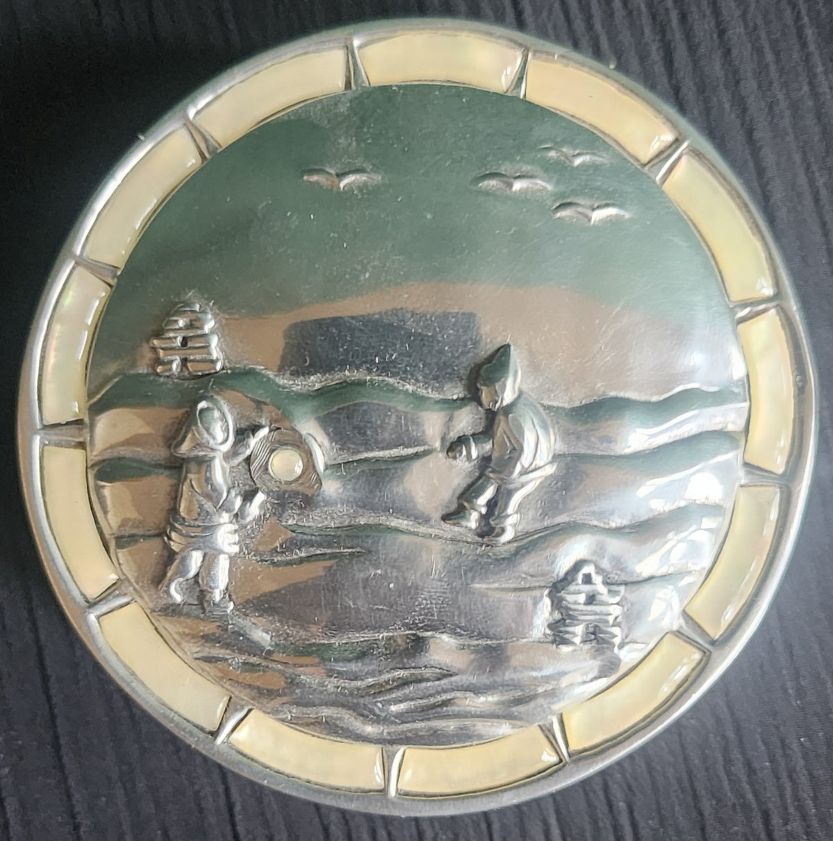 Glen Rabena Northwest Coast Native Scene w/ Abalone Inlays