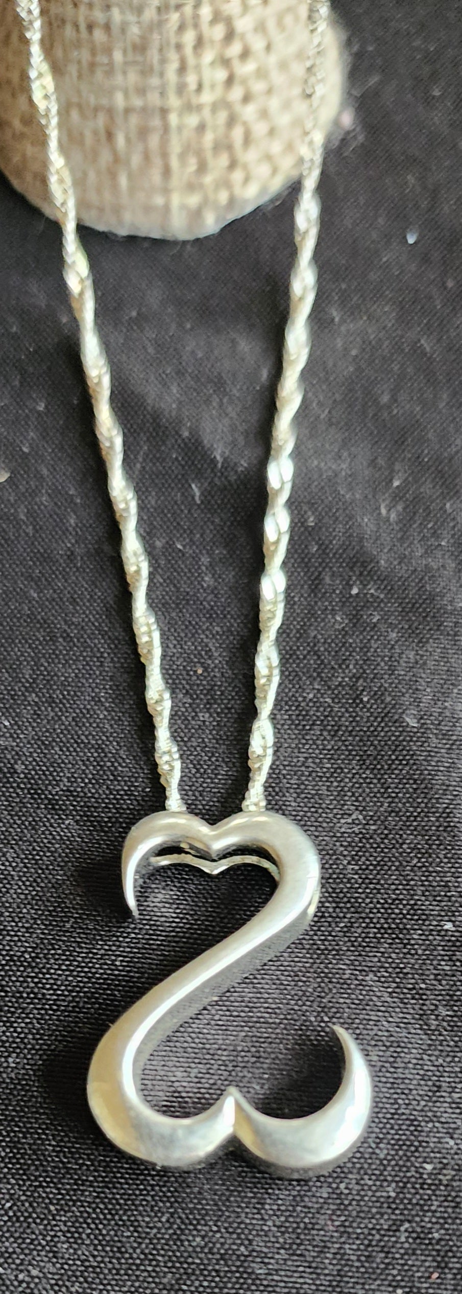 JANE SEYMOUR Open Heart Sterling 925 Pendant Necklace 18'' Signed