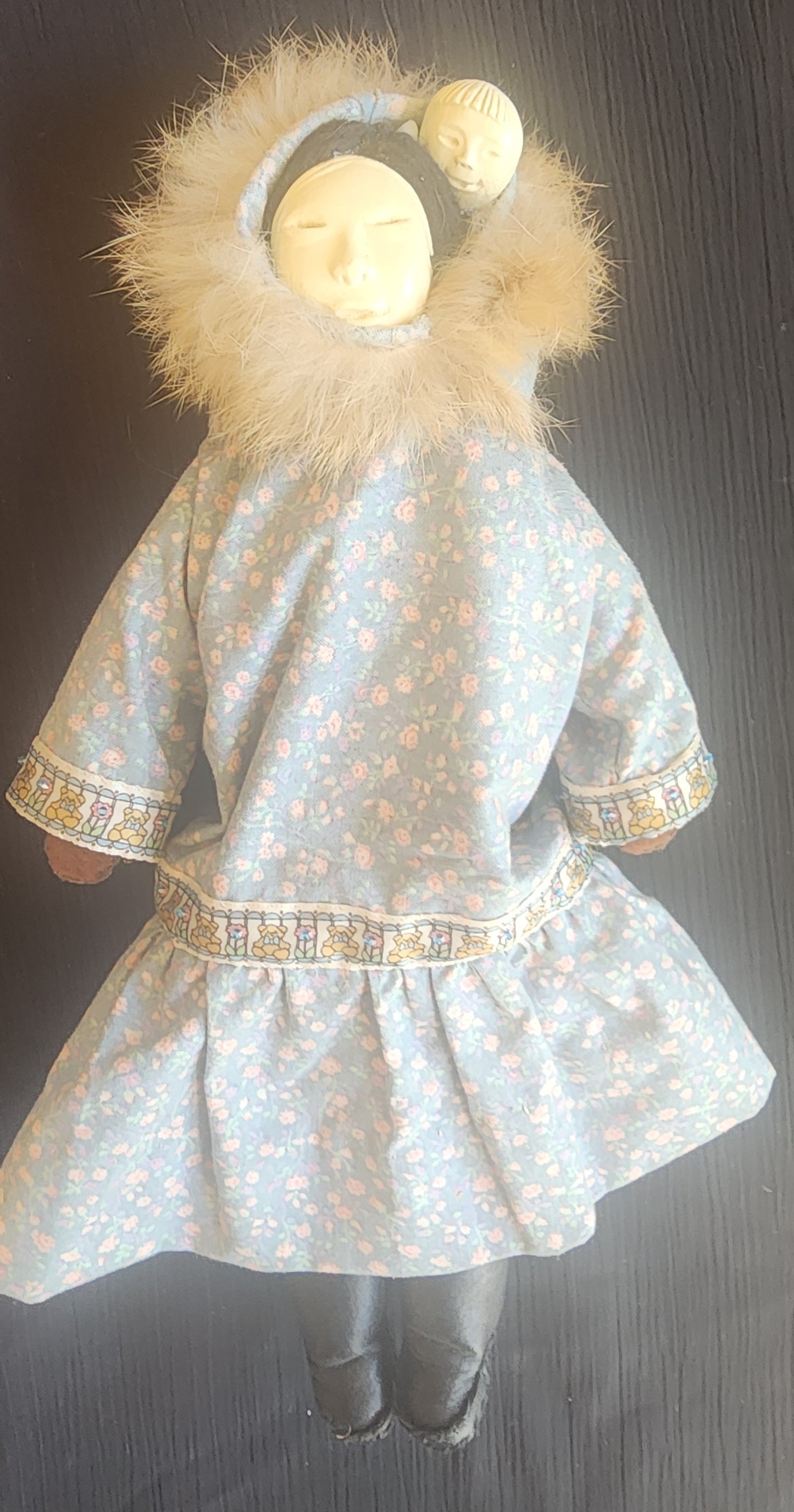 Vintage Alaska Native Mother and Child in Kuspuk Doll