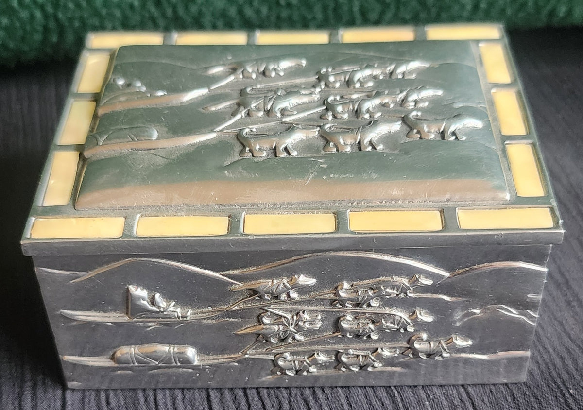 Glen Rabena Northwest Coast Dogsled Chest w/ Abalone Inlays - NOS 3.5x2.75"x1.5"