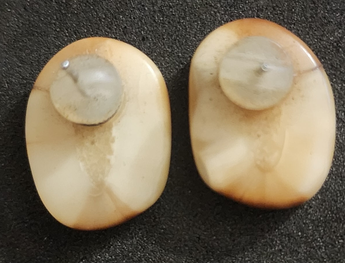 Handmade Alaskan Moose/Caribou Antler Slice Stud Earrings - Natural Rustic Jewelry