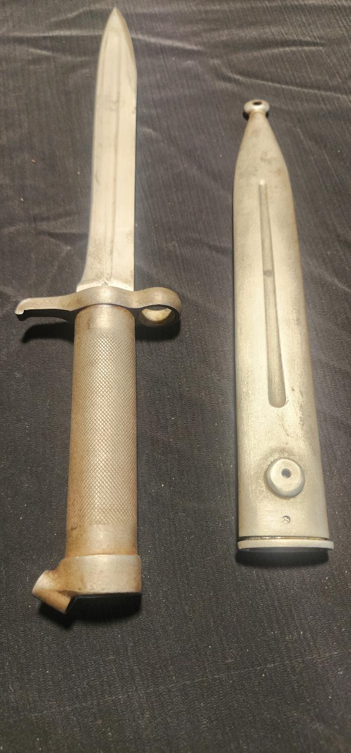 Authentic Vintage Swedish M/1896 Bayonet & Scabbard - EJ AB Marked, Mauser Rifle Compatible