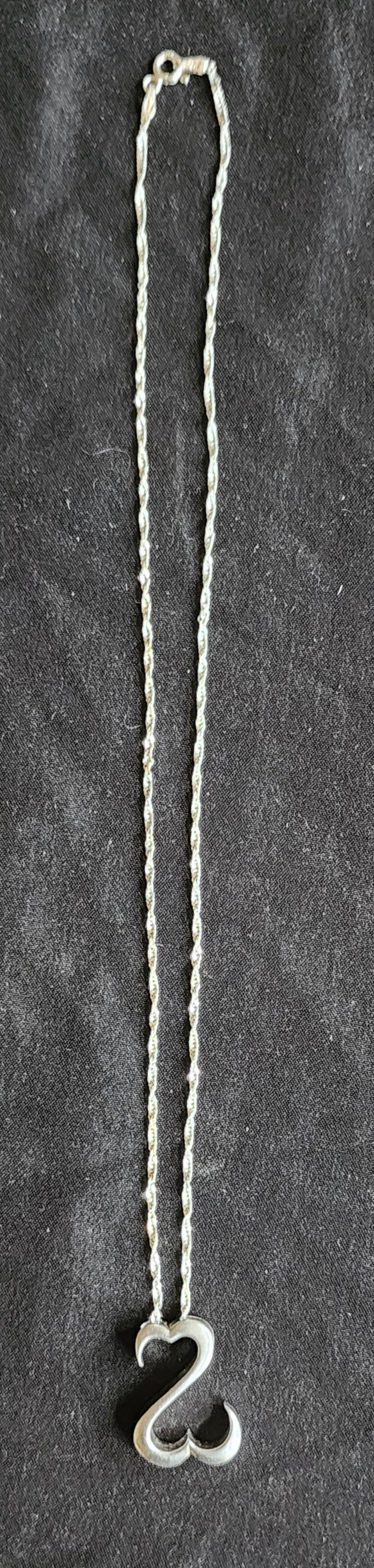 JANE SEYMOUR Open Heart Sterling 925 Pendant Necklace 18'' Signed