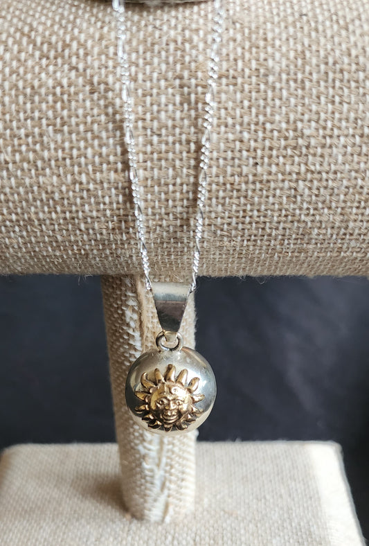 Vintage Helen Andrews HAN 925 Sterling Silver Sun Harmony Ball Chime Necklace