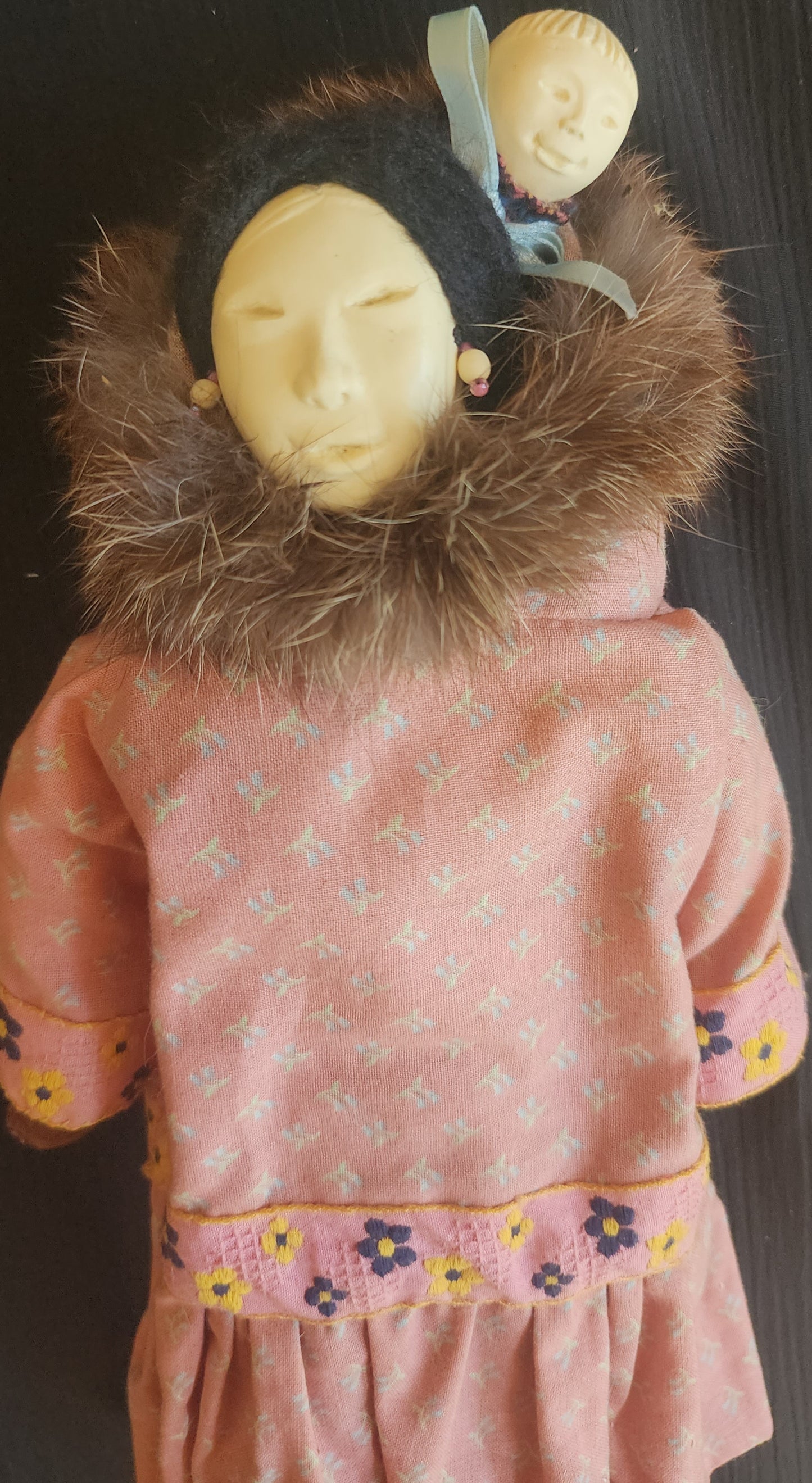 Vintage Alaska Native Mother and Child in Kuspuk Doll