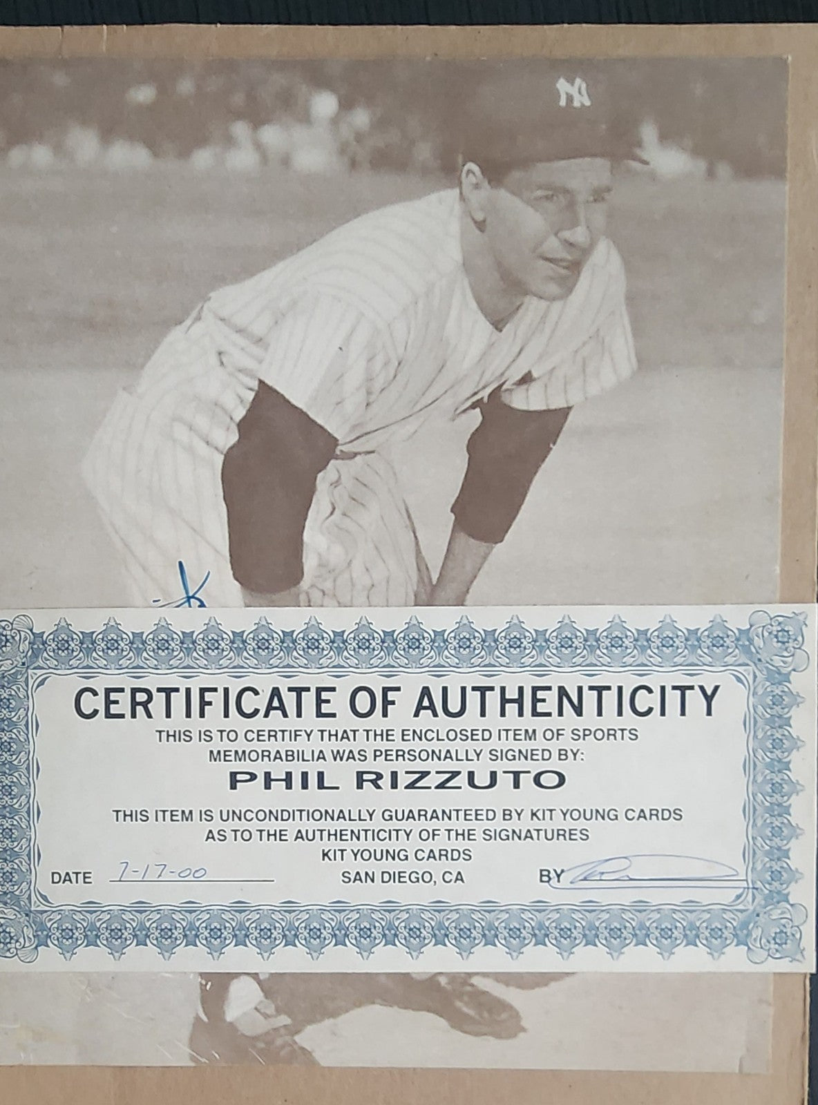 Phil Rizzuto Auto New York Yankees Vintage Baseball 8x10 Photo + 1951 Card Fair