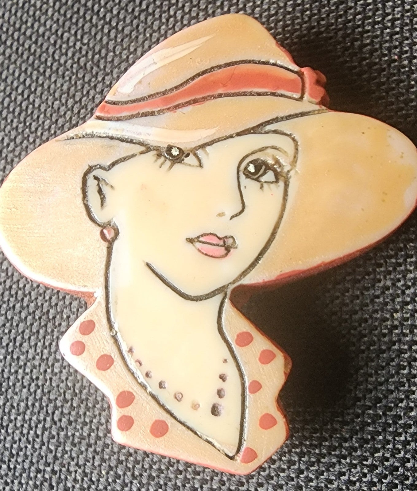 VTG 20’s style Gatsby Jazz Age Style Flapper Pin BROOCH Lady Vogue