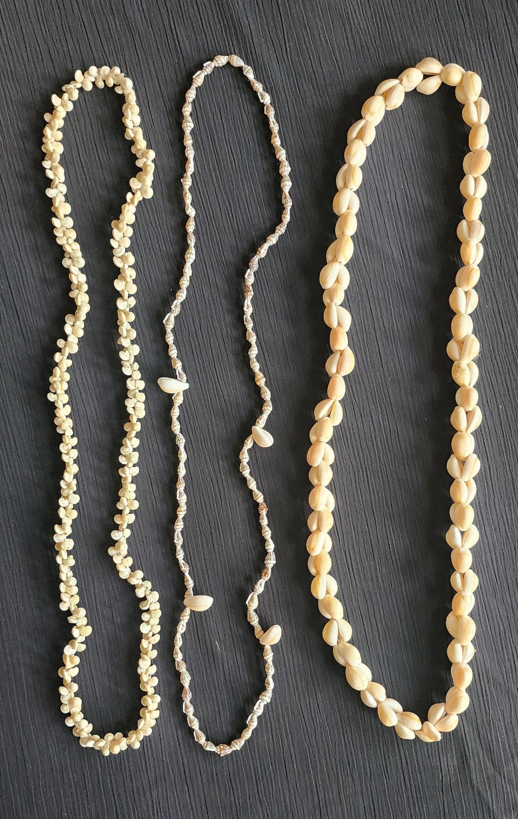 Vintage Cowrie Shell Necklaces Boho Beach Classic Lot of (3) Estate Find