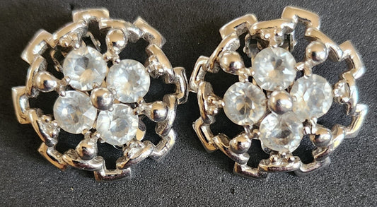 Signed Reja Vintage Rhinestone Clip-on Earrings Set