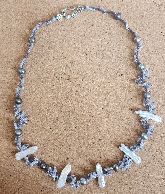 Vintage Handmade Natural White Baroque Pearl Necklace Jewelry Estate Find
