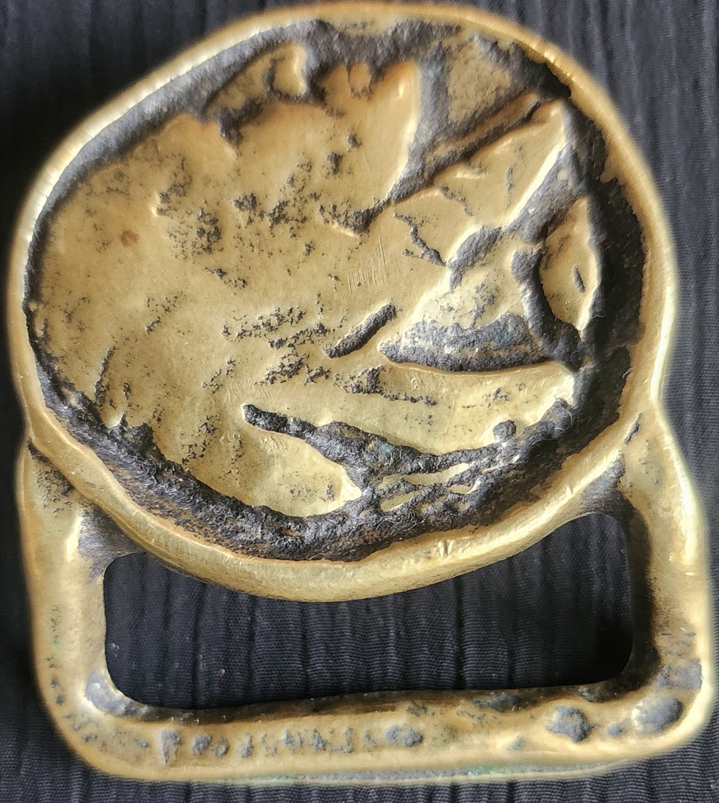 Vintage Brass Indian Head Buffalo Nickel Native Portrait Face Belt Buckle 1970s