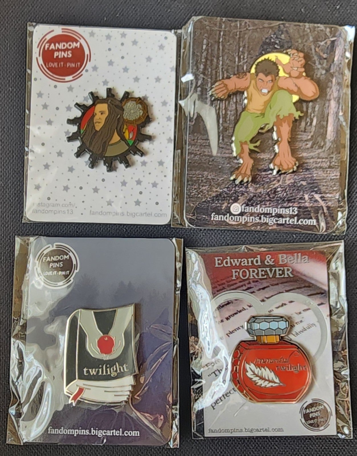 Lot of (4) NEW Twilight Saga Enamel Pins from FANDOM Pins