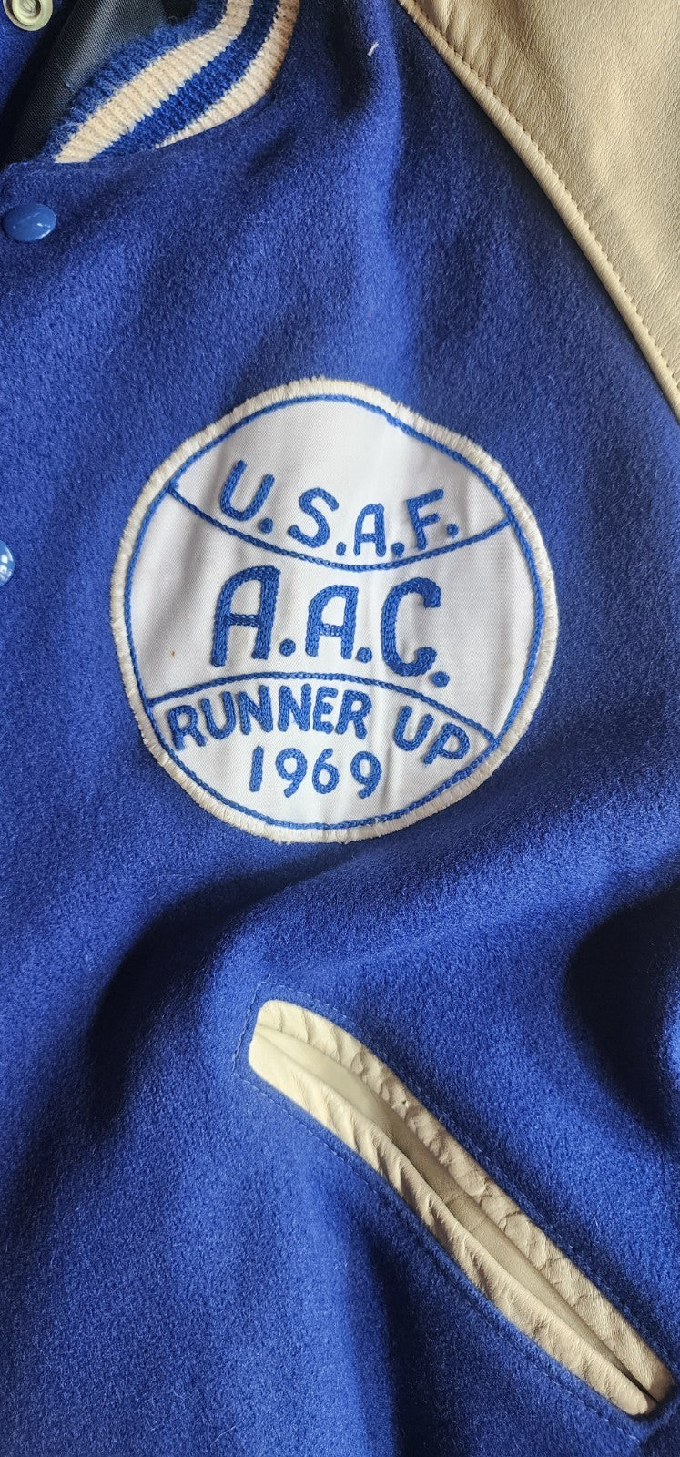 Vintage 1969 varsity letterman style jacket USAF AAC Runner up sz.42