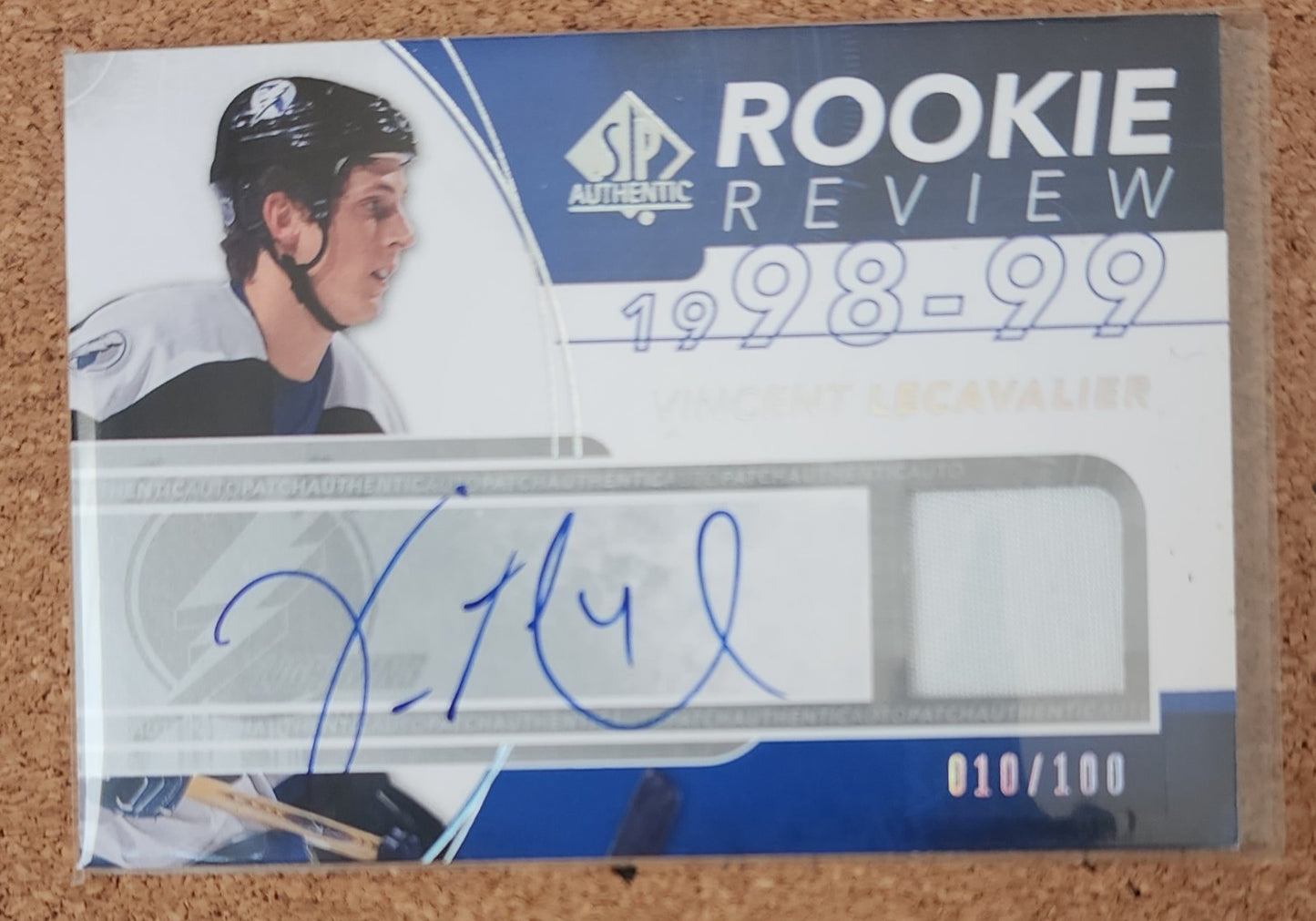 VINCENT LECAVALIER 2008-09 SP AUTHENTIC ROOKIE REVIEW AUTOGRAPH PATCH 010/100!