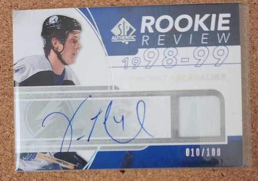 VINCENT LECAVALIER 2008-09 SP AUTHENTIC ROOKIE REVIEW AUTOGRAPH PATCH 010/100!