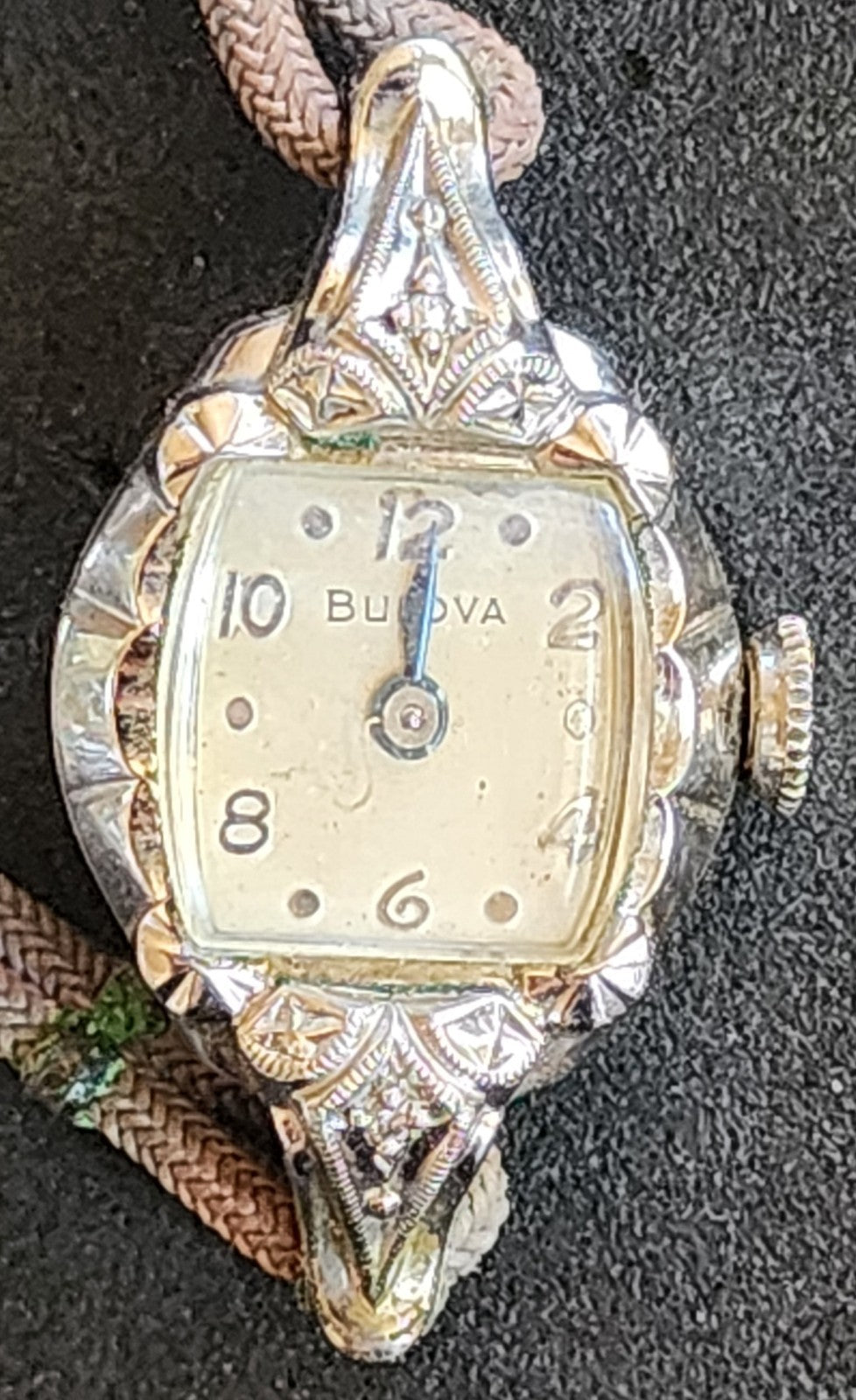 Vintage 1954 Bulova 6BC 17J Ladies Watch 10K RGP Diamond Accents FOR REPAIR L4