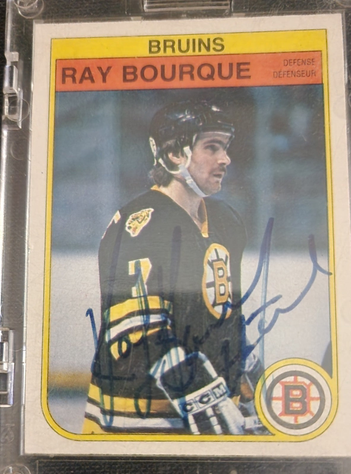 1982-83 O-Pee-Chee #7 SIGNED Ray Bourque Boston Bruins