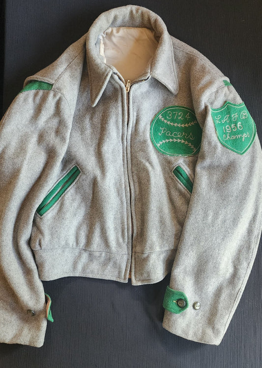 1956 Lackland AFB LAFB 3724 Pacers Baseball Champs Jacket + Matching Sterling Silver Charm