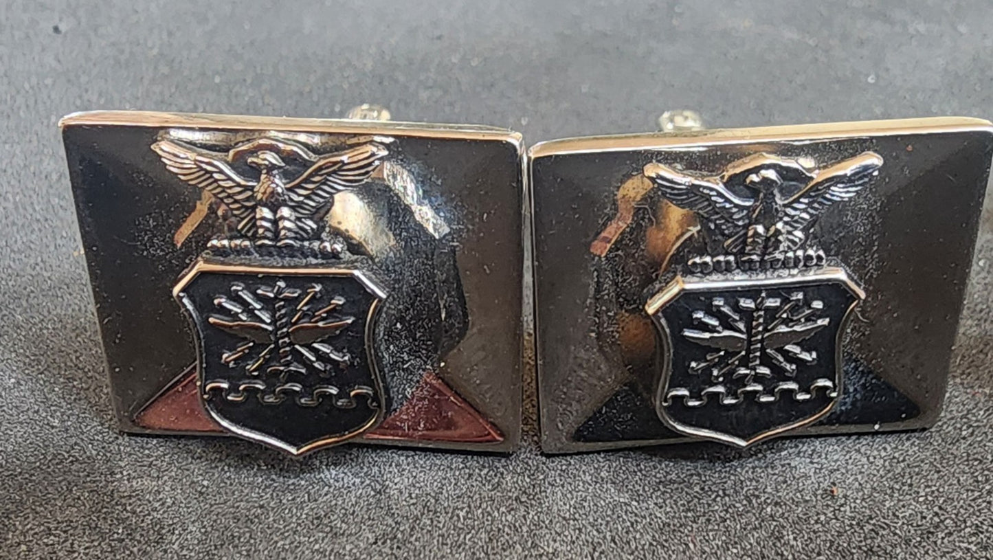 USAF Air Force Vintage Balfour Cufflinks Eagle & Shield + AF Logistics Command