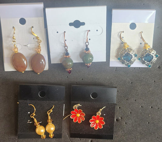 Vintage Estate Lot of (5) Pairs Earrings