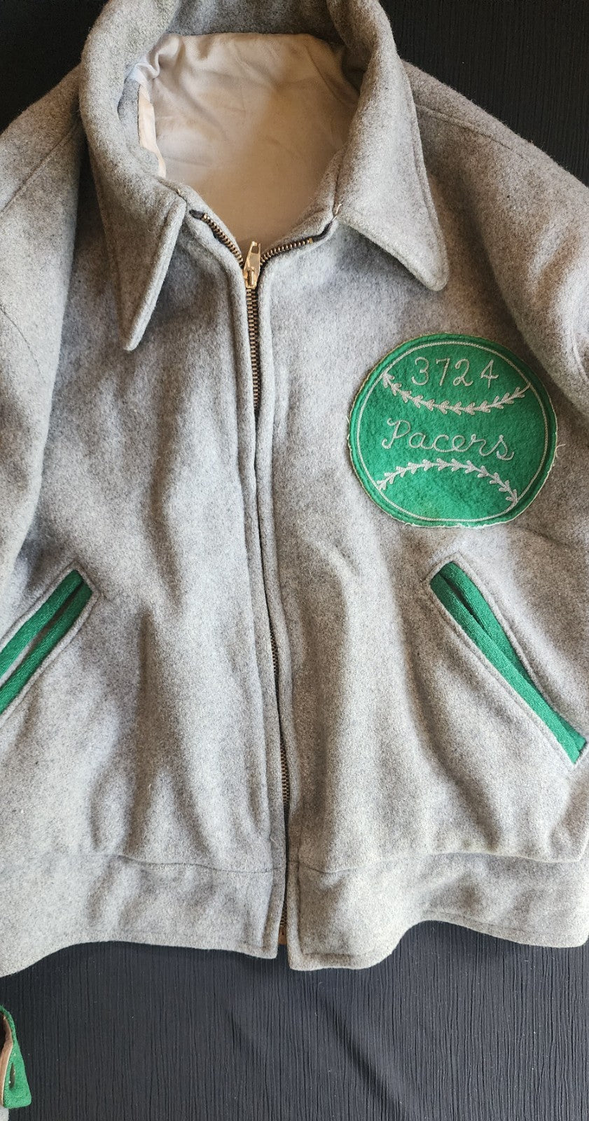 1956 Lackland AFB LAFB 3724 Pacers Baseball Champs Jacket + Matching Sterling Silver Charm