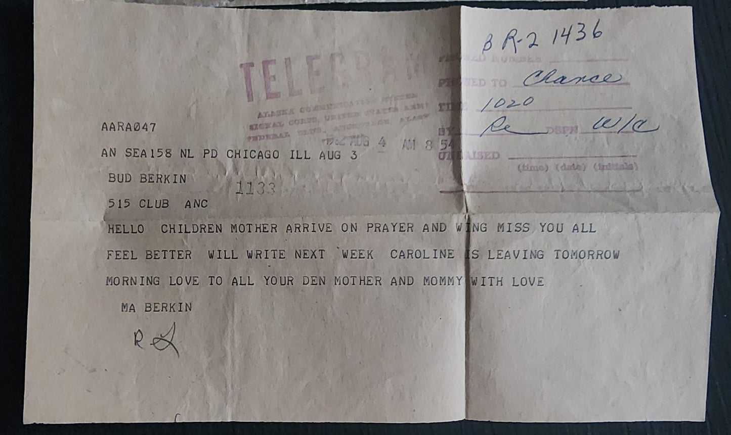 1962 US Army Alaska Communication System Telegram Letter Vintage
