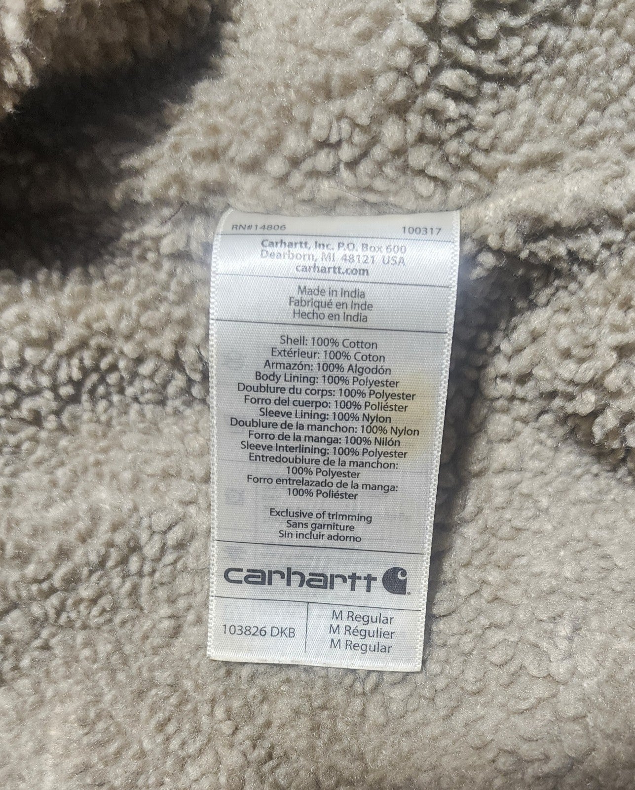 Carhartt Washed Duck Sherpa Lined Size M Relaxed Fit Utility Jacket 0J3826-M