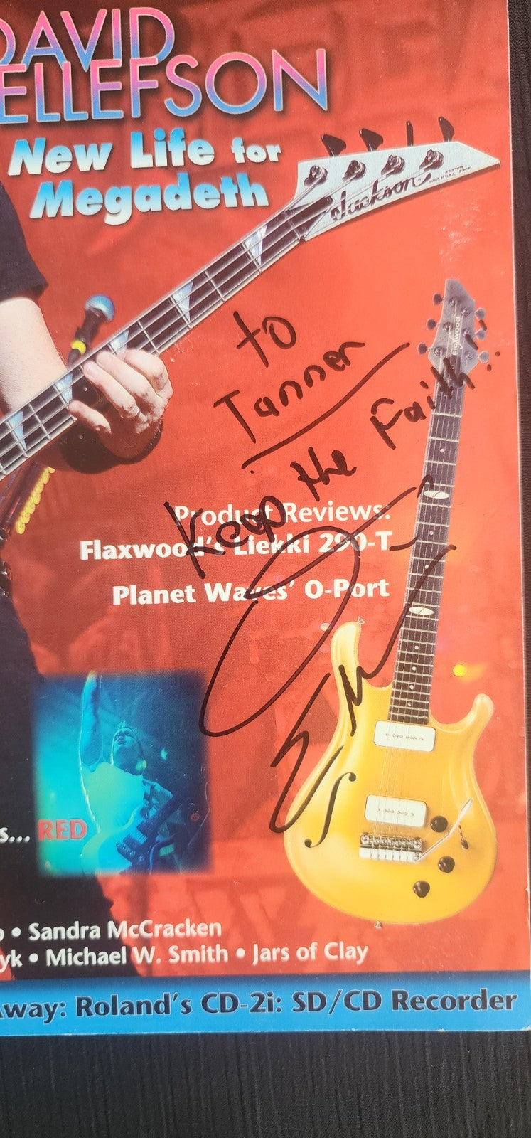 DAVID ELLEFSON Hand Signed Autograph Christian Music Magazine Megadeth