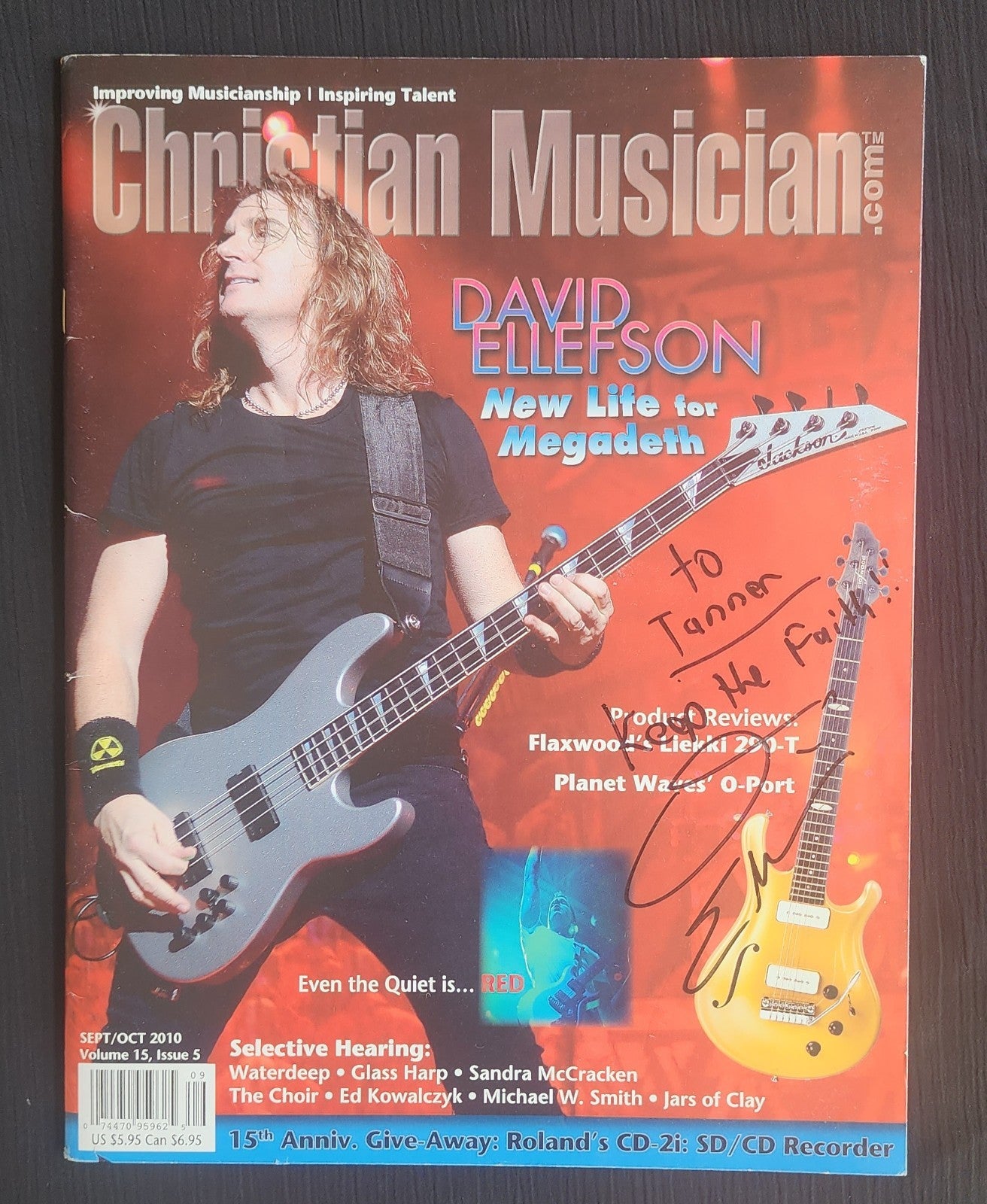 DAVID ELLEFSON Hand Signed Autograph Christian Music Magazine Megadeth