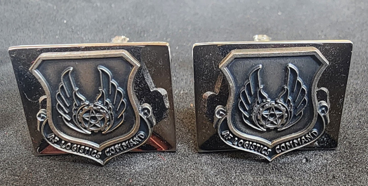 USAF Air Force Vintage Balfour Cufflinks Eagle & Shield + AF Logistics Command