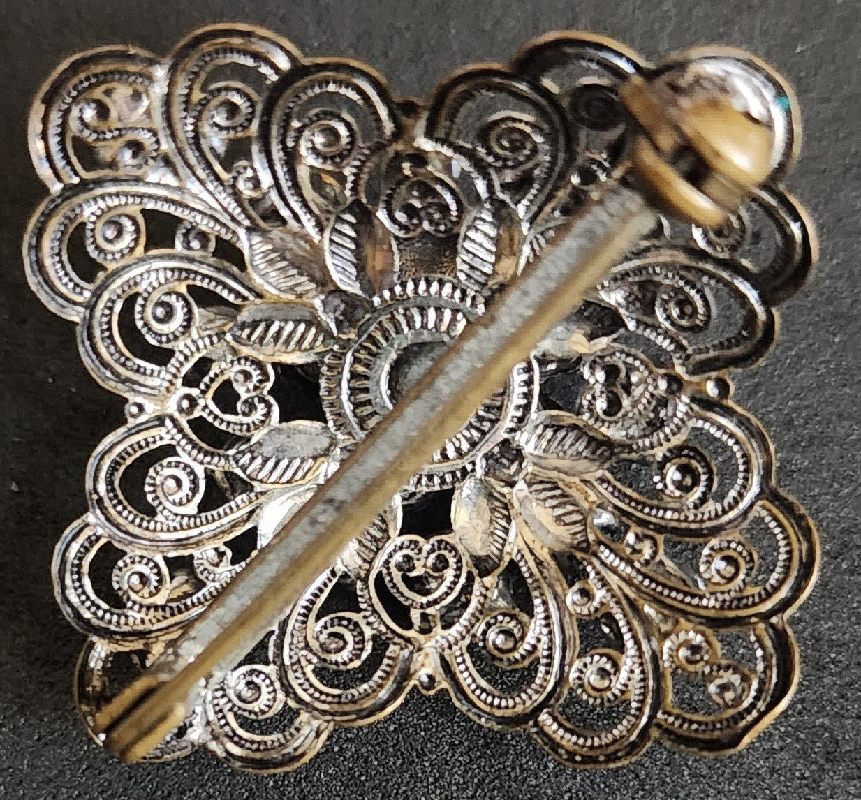 Vintage Blue Rhinestone & Silver Tone Brooch Pin